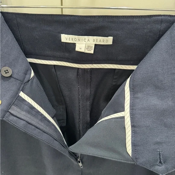 Veronica Beard Navy Blue Cropped Wide-leg Trousers with Gold Buttons - Size 16 - Picture 6 of 6